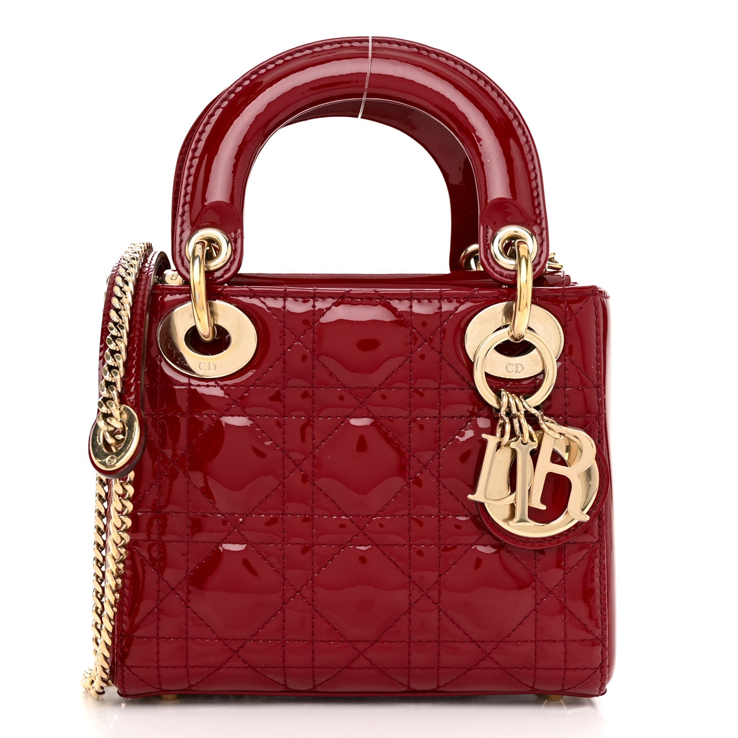 Patent Cannage Mini Lady Dior Red