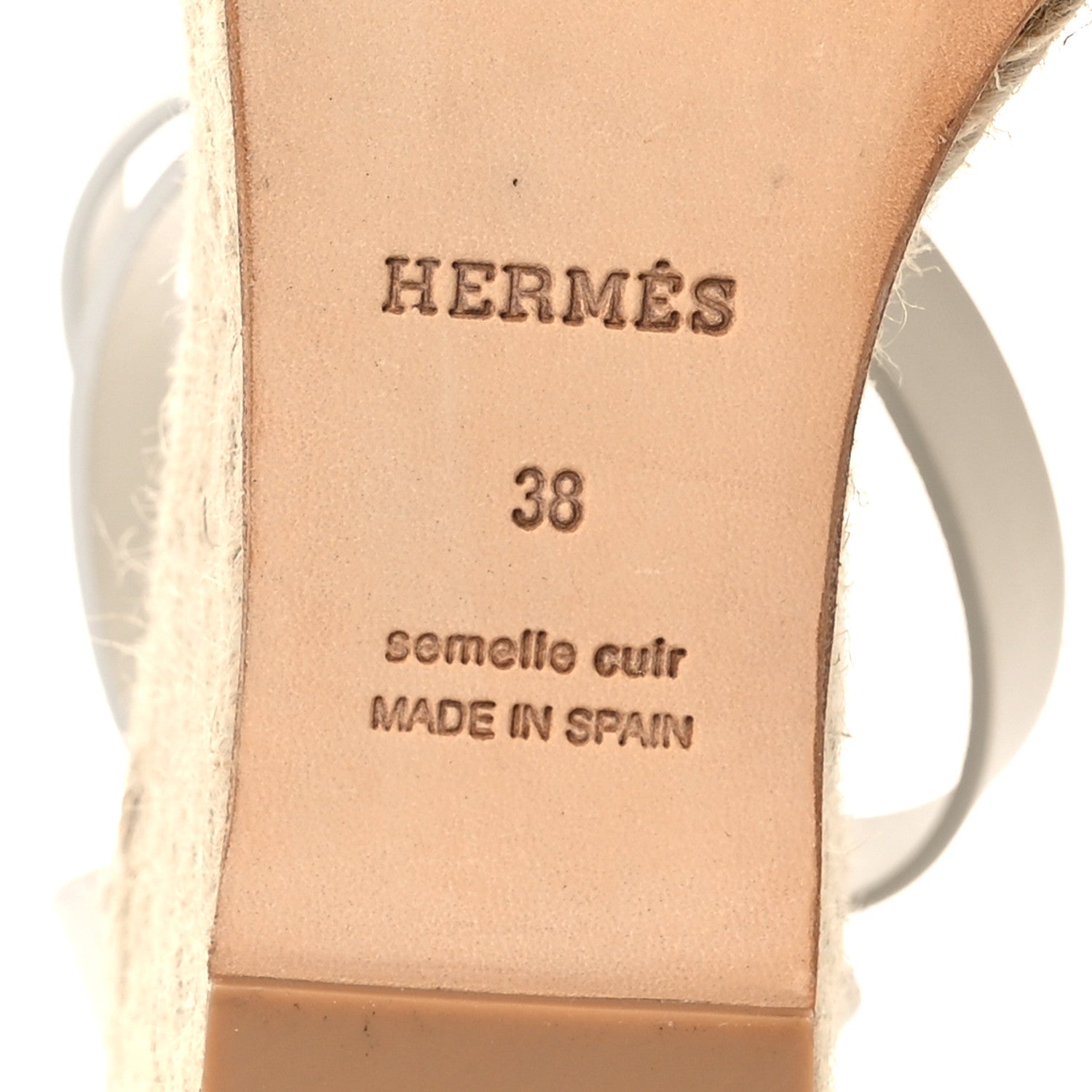 Hermes Calfskin Tipoli Espadrille Wedges 38 White 8 of 12