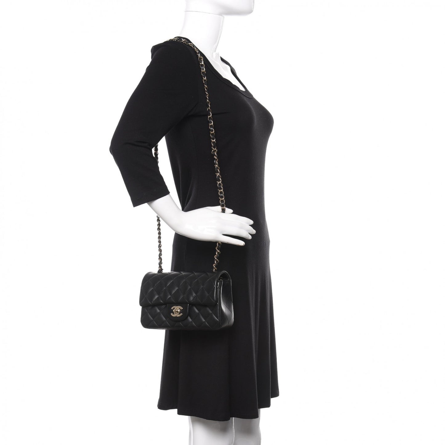 Lambskin Quilted Mini Rectangular Flap Black