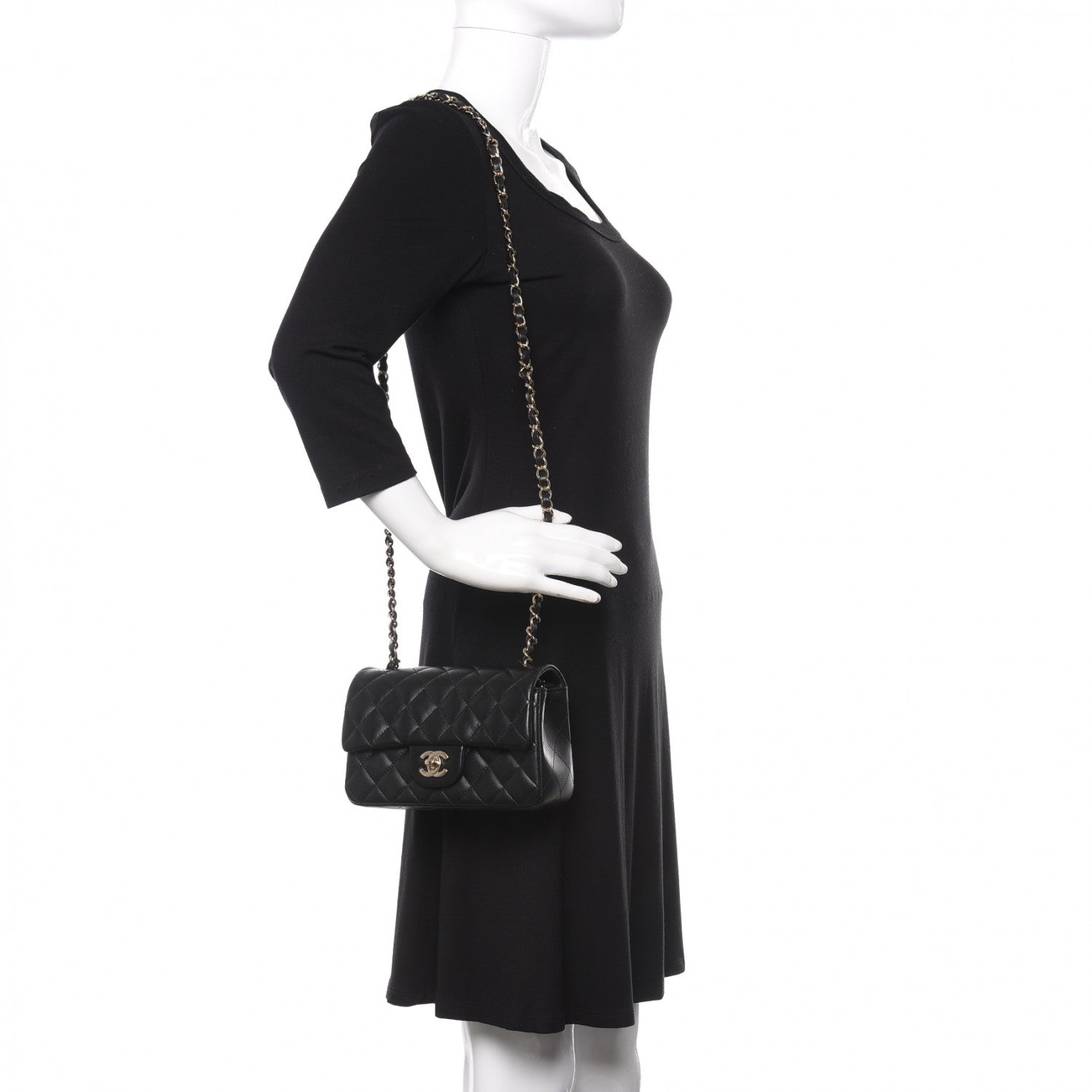 Chanel Lambskin Quilted Mini Rectangular Flap Black 2 of 10