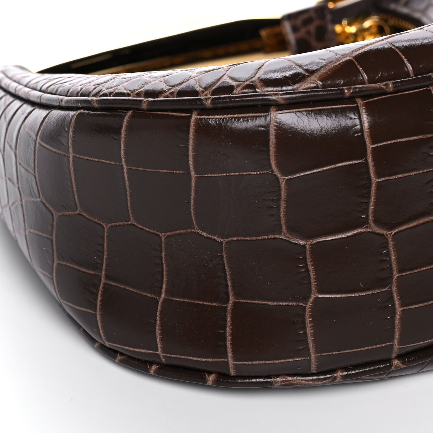 Tom Ford Calfskin Crocodile Embossed Mini Bianca Hobo Chestnut 8 of 9