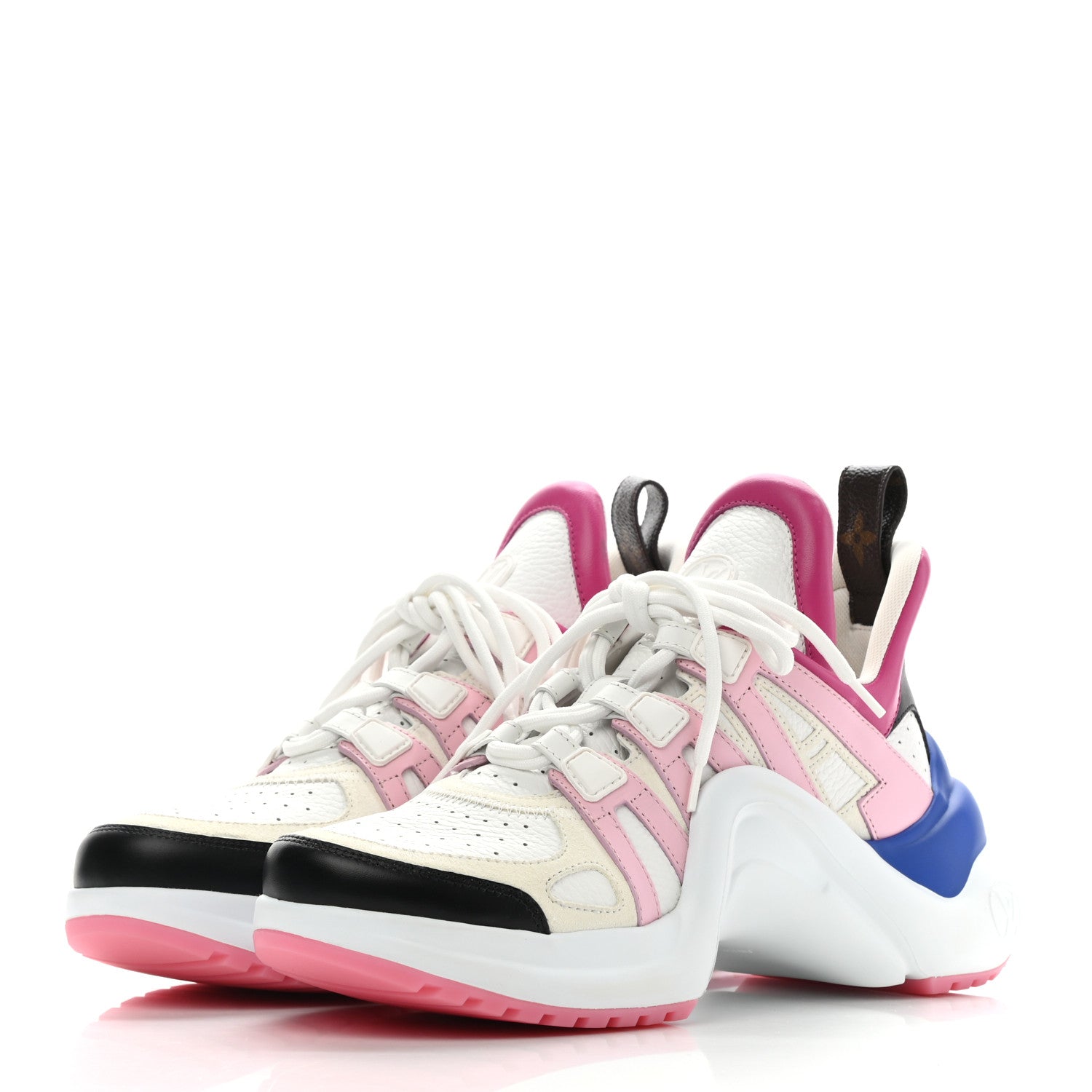 Louis Vuitton Calfskin Technical Nylon LV Archlight Sneakers 37.5 White Pink Blue 3 of 9