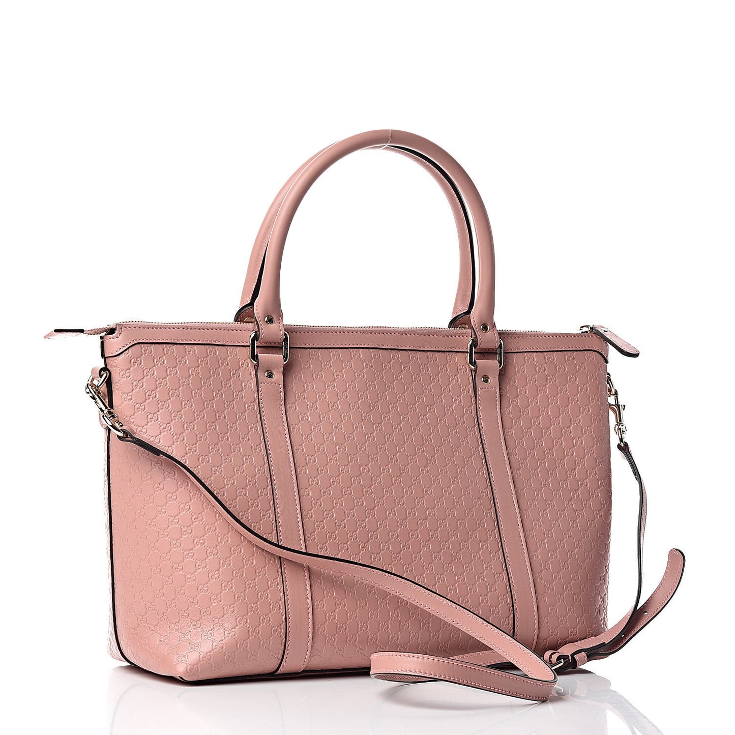 Soft Microguccissima Medium Zippered Satchel Soft Pink