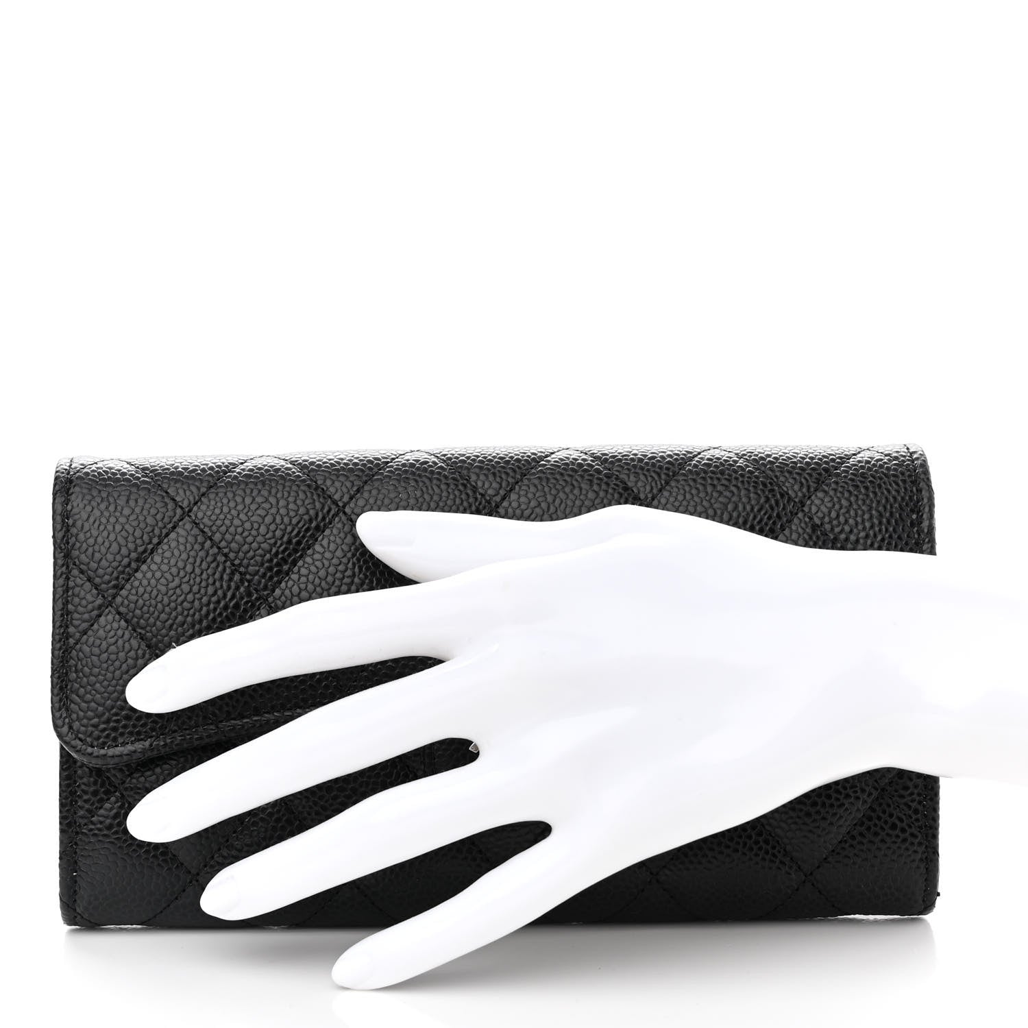 Chanel Caviar Quilted Large Gusset Flap Wallet Black 2 of 8