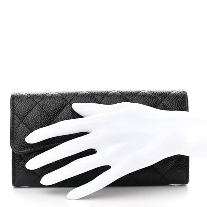 Chanel Caviar Quilted Large Gusset Flap Wallet Black 2 of 8
