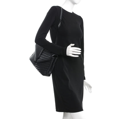 Saint Laurent Sheepskin Matelasse Chevron Monogram Monochrome Large College Satchel Black 2 of 12