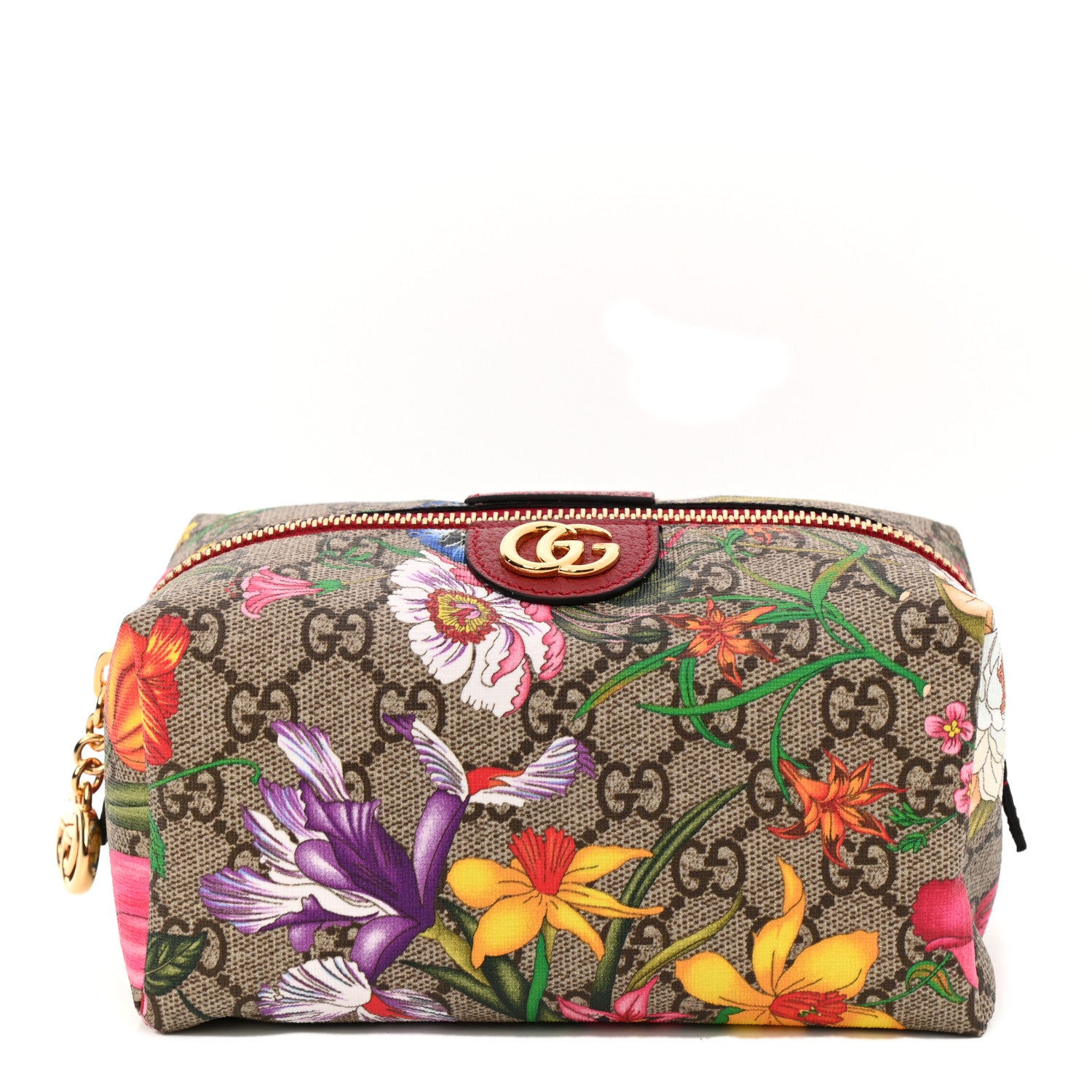 Gucci Soft GG Supreme Monogram Flora Calfskin Medium Ophidia Cosmetic Case Beige Ebony Multicolor Rosso 1 of 8