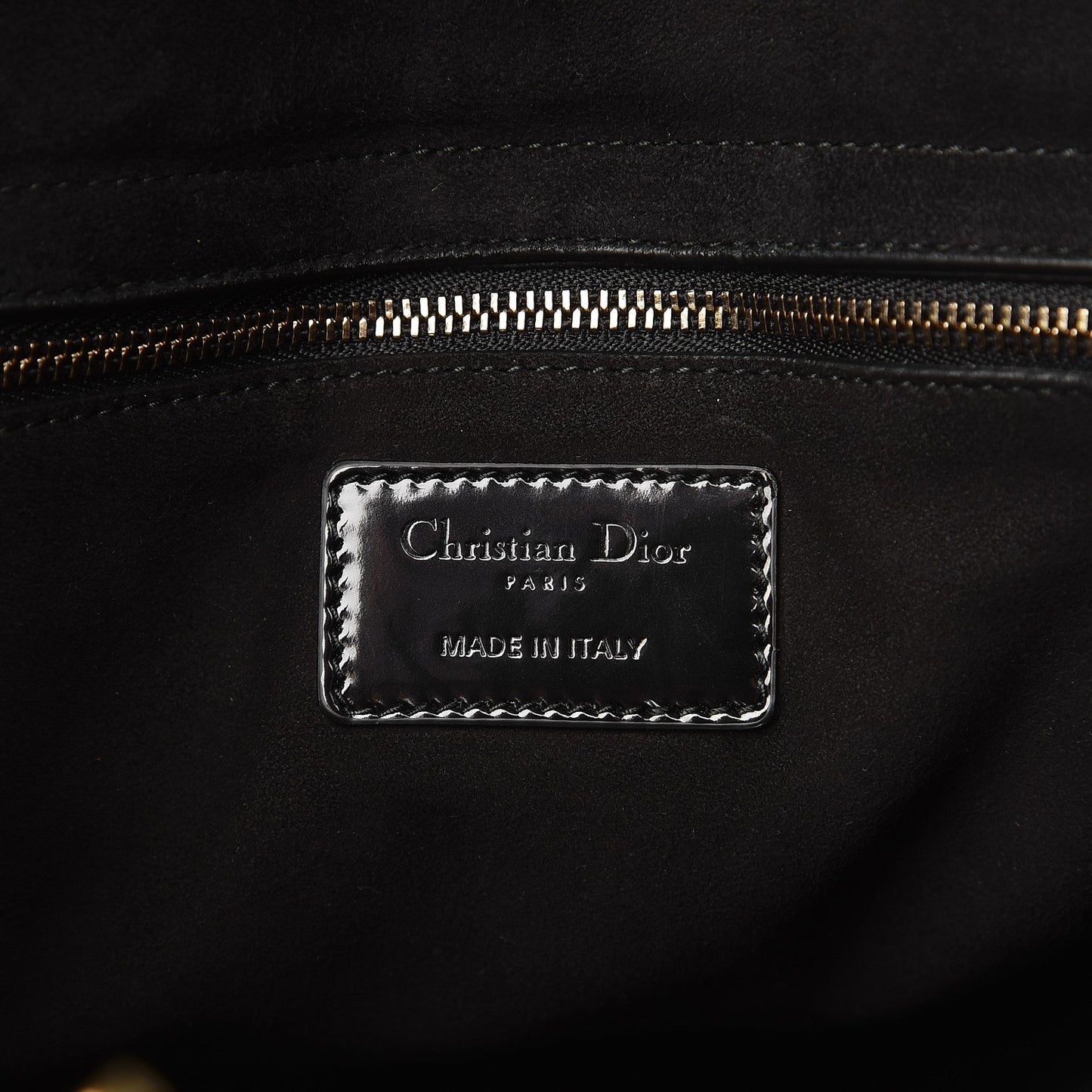 Patent Cannage Studded Large Lady Dior Black