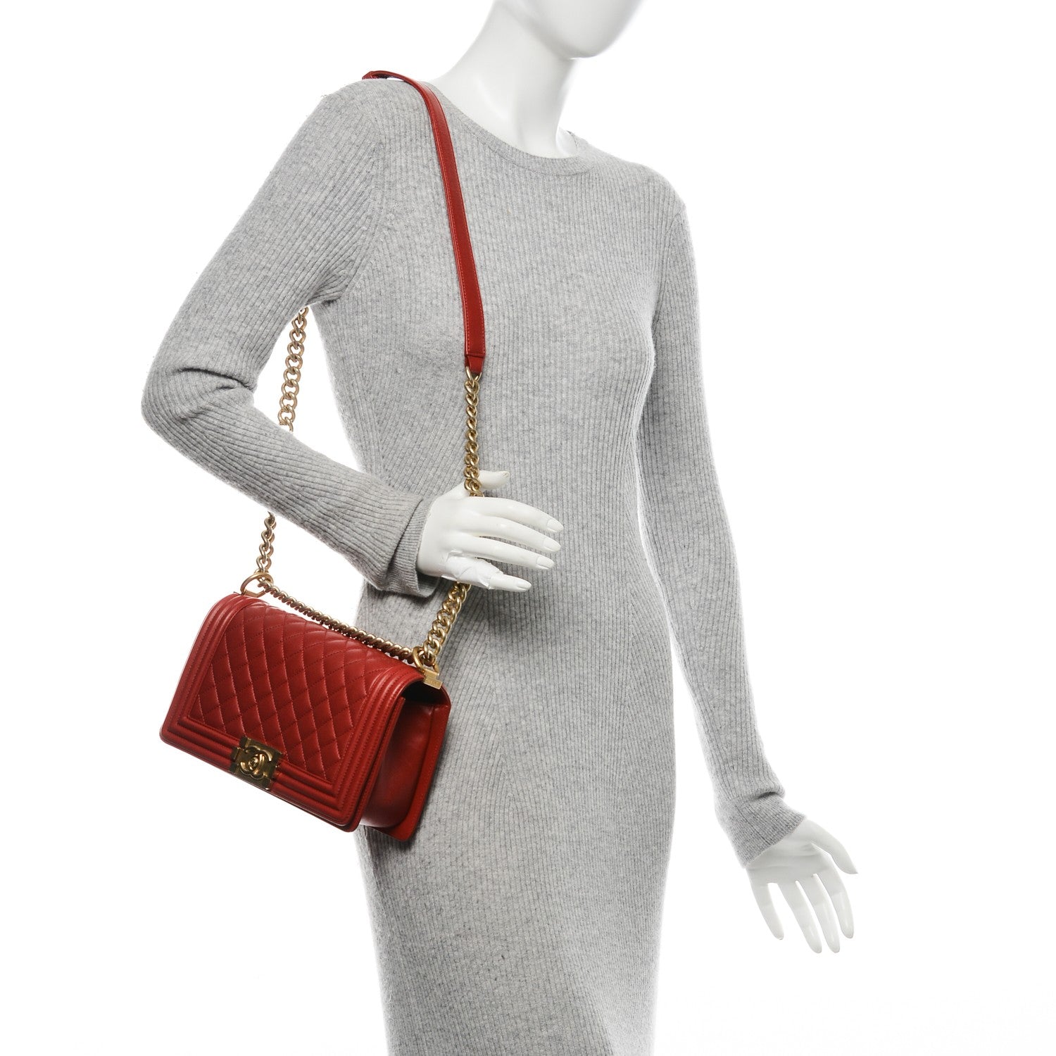 Chanel Lambskin Quilted Medium Boy Flap Red 2 of 7