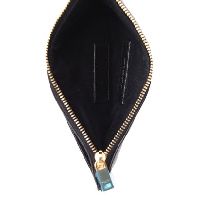 Saint Laurent Grain De Poudre Chevron Monogram Bill Pouch Black 4 of 4