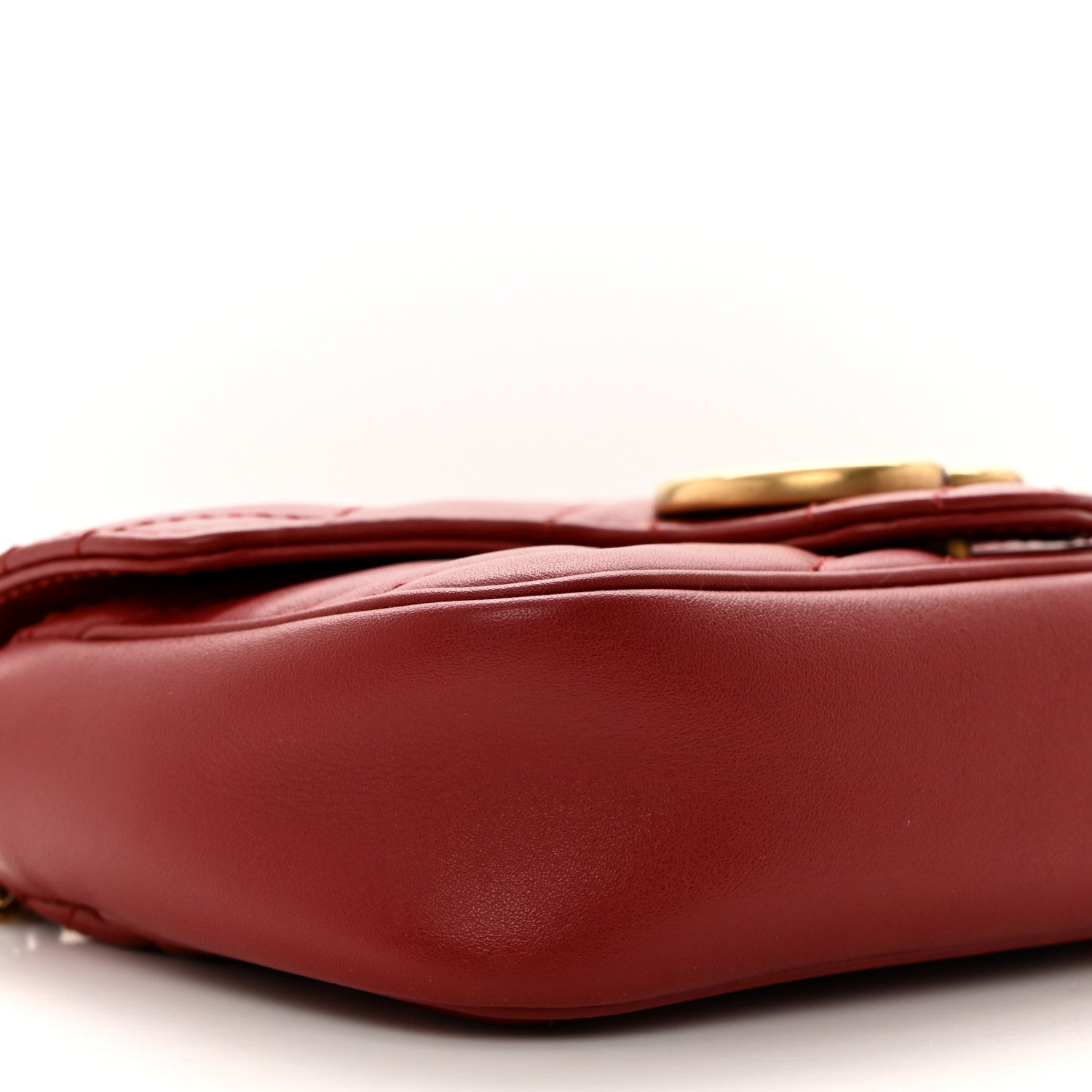 Gucci Calfskin Matelasse Super Mini GG Marmont Shoulder Bag Hibiscus Red 9 of 10
