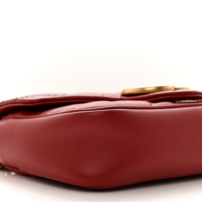 Gucci Calfskin Matelasse Super Mini GG Marmont Shoulder Bag Hibiscus Red 9 of 10