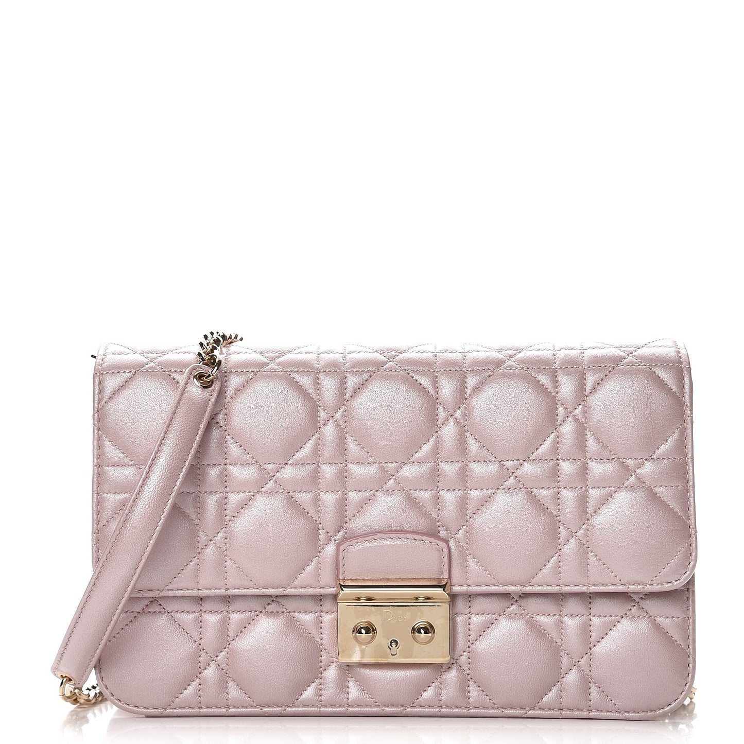 Metallic Lambskin Cannage Miss Dior Promenade Pouch Pink