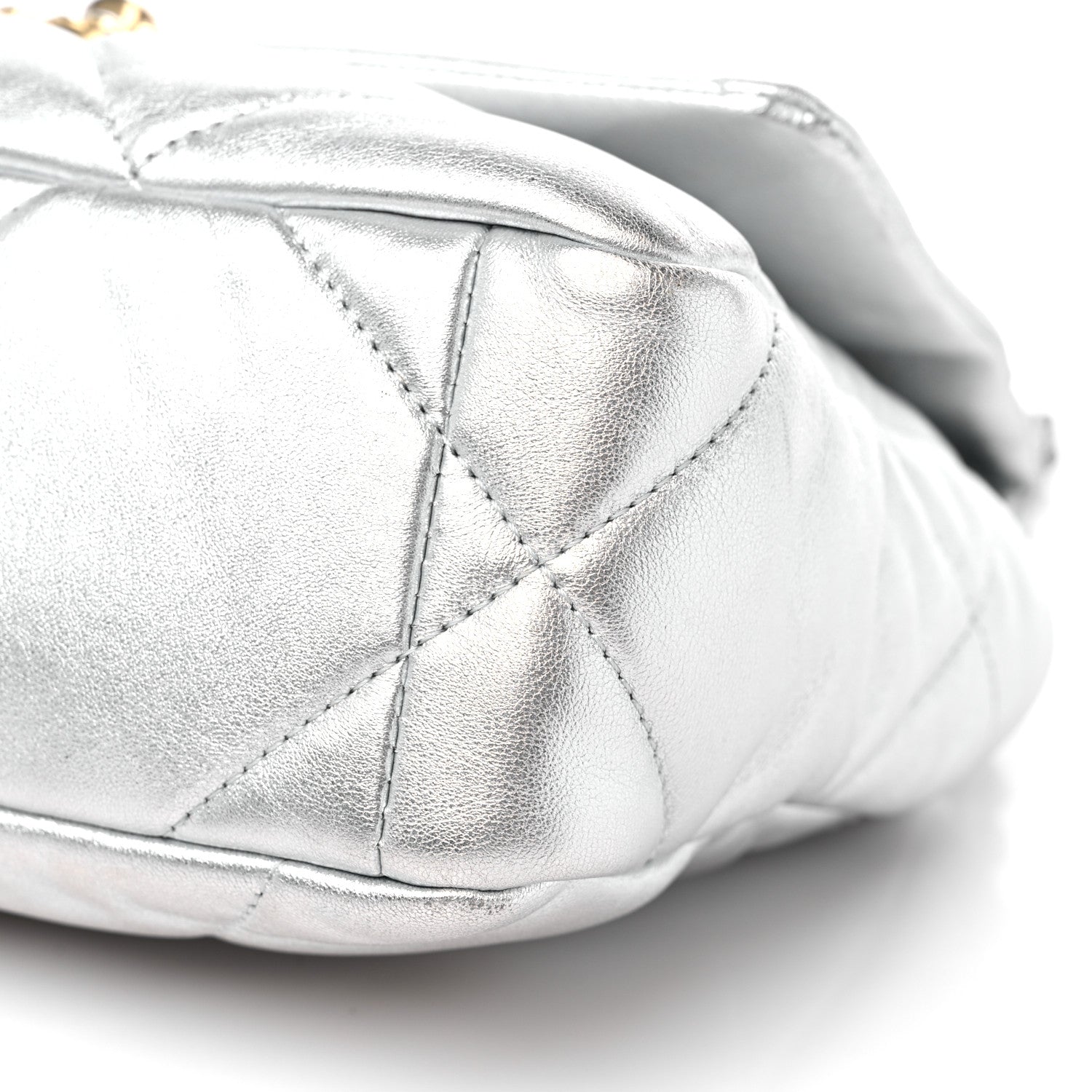 Chanel Metallic Lambskin Quilted Medium Chanel 19 Flap Silver 9 of 11