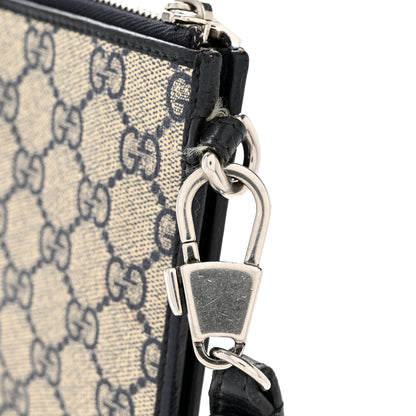 Gucci GG Supreme Monogram Textured Dollar Calfskin Retro Interlocking G Wristlet Pouch Beige Blue 9 of 10