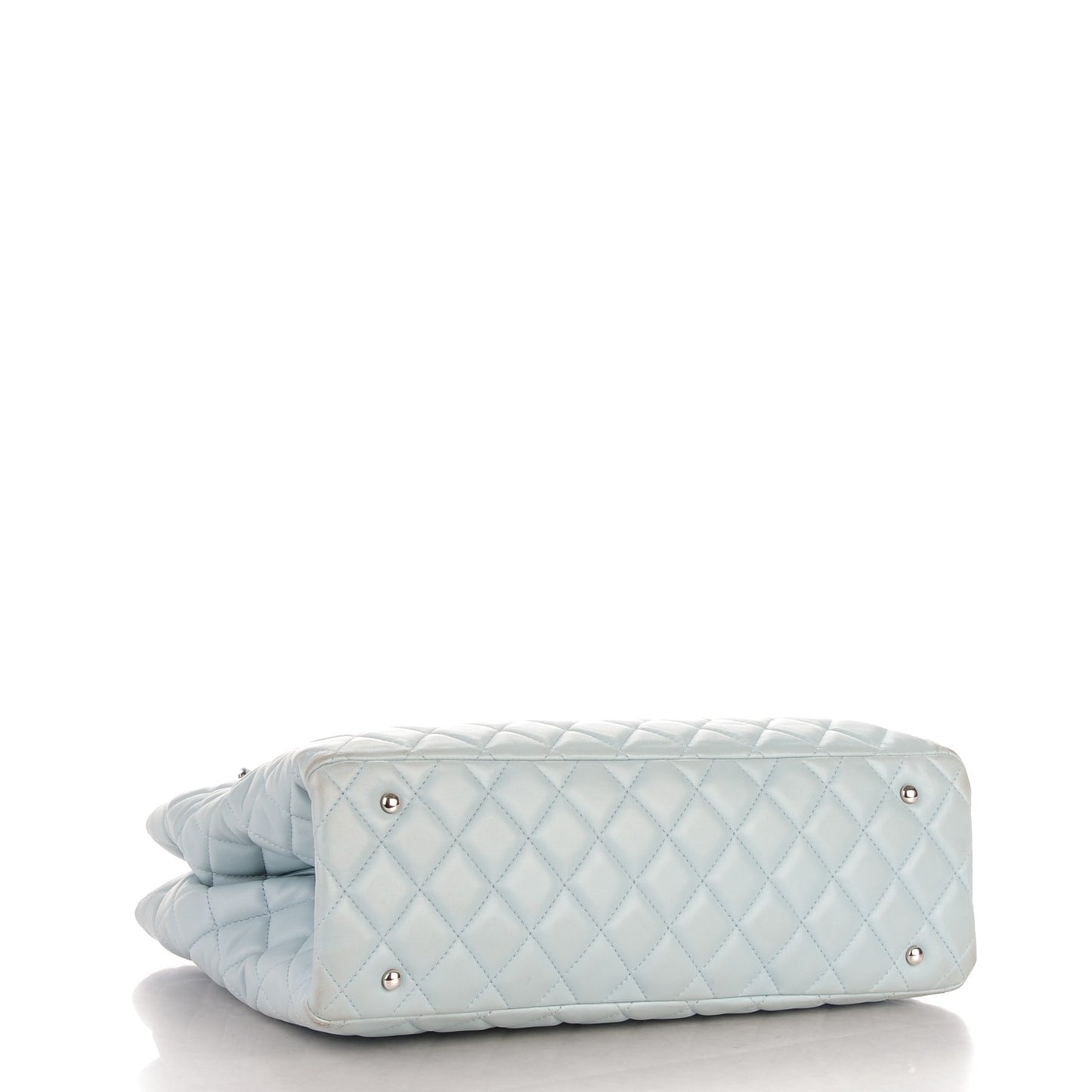Lambskin Quilted Daily Shopping Tote Light Blue