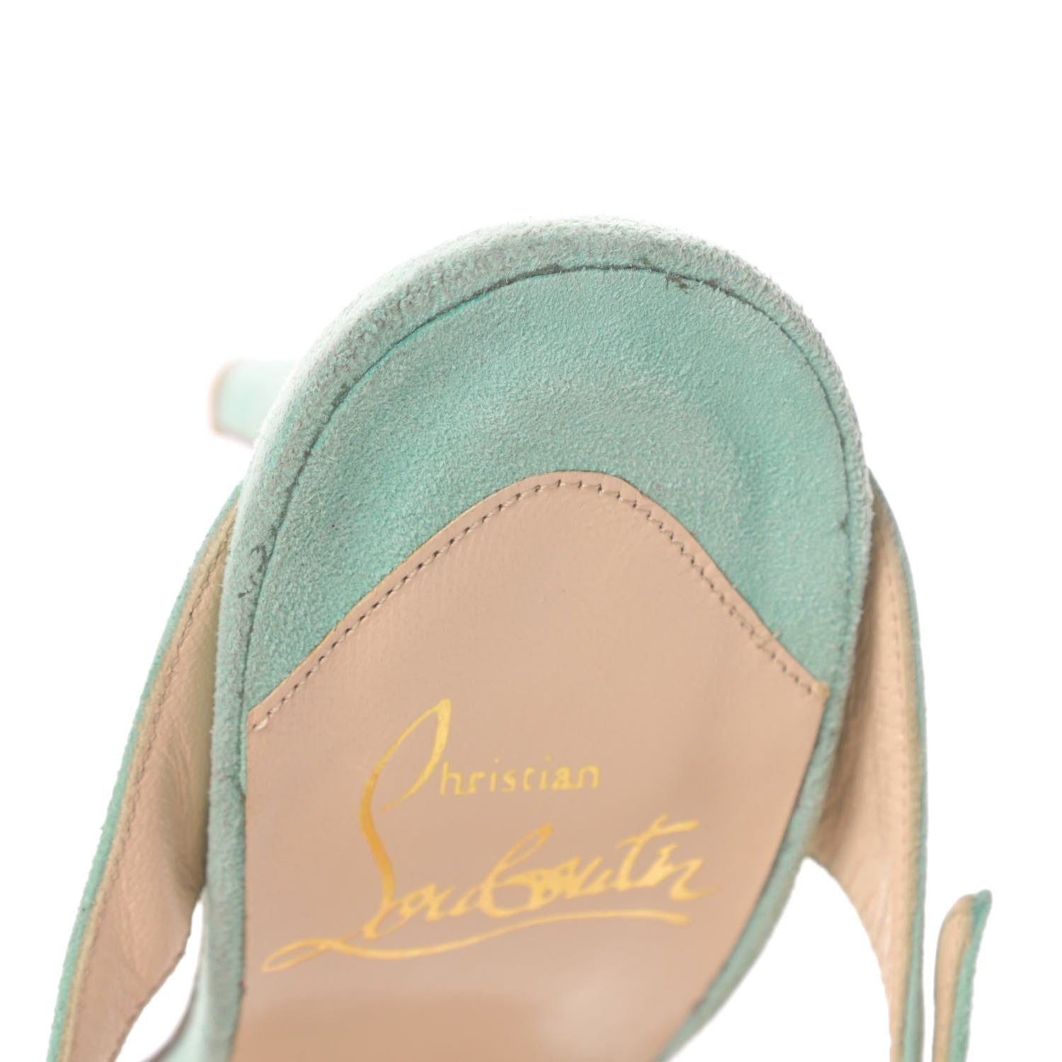Christian Louboutin Suede Open Toe 100 Cage Sandals 37 Opal 8 of 9