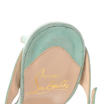 Christian Louboutin Suede Open Toe 100 Cage Sandals 37 Opal 8 of 9