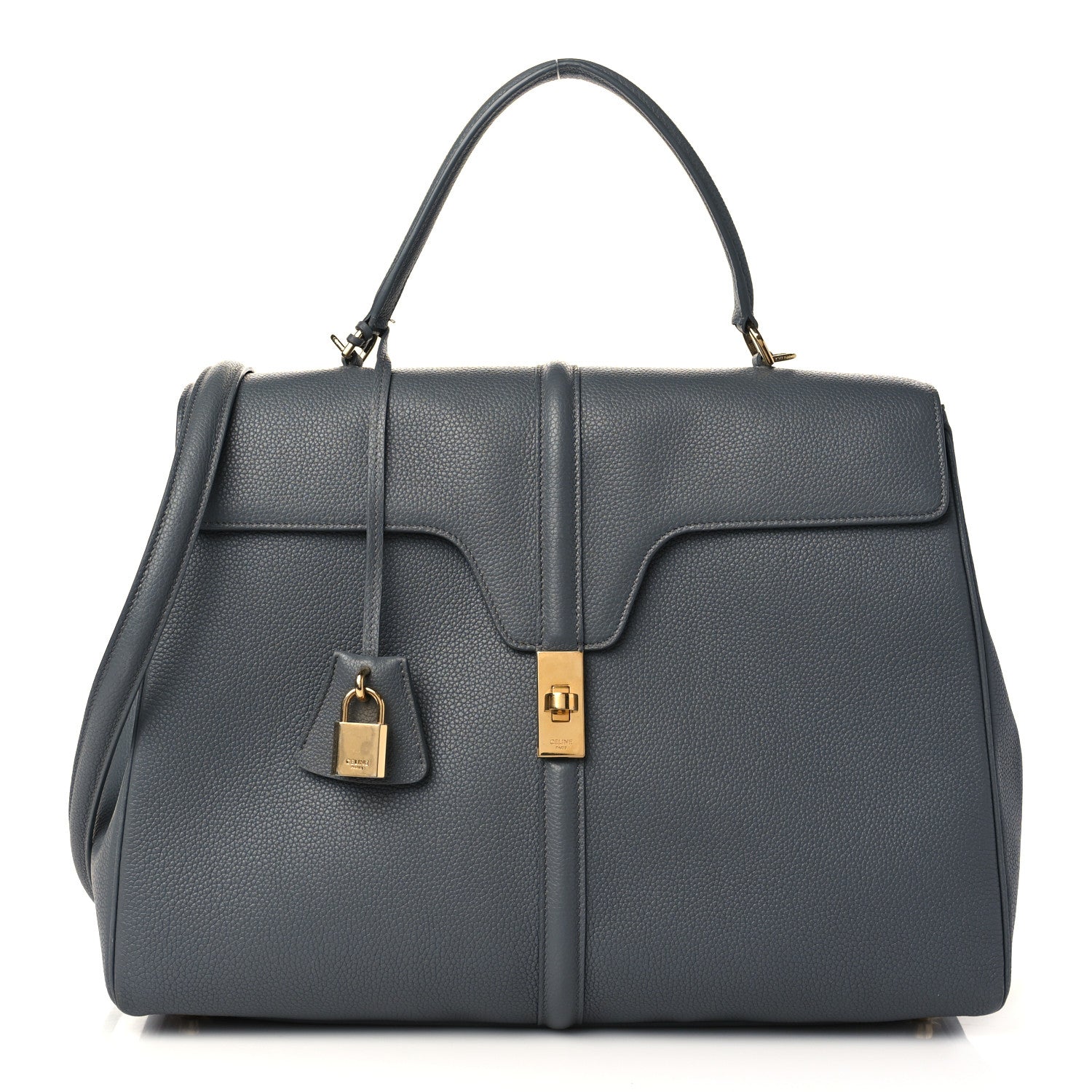 Celine Grained Calfskin Classique 16 Top Handle Bag Pebble 1 of 8