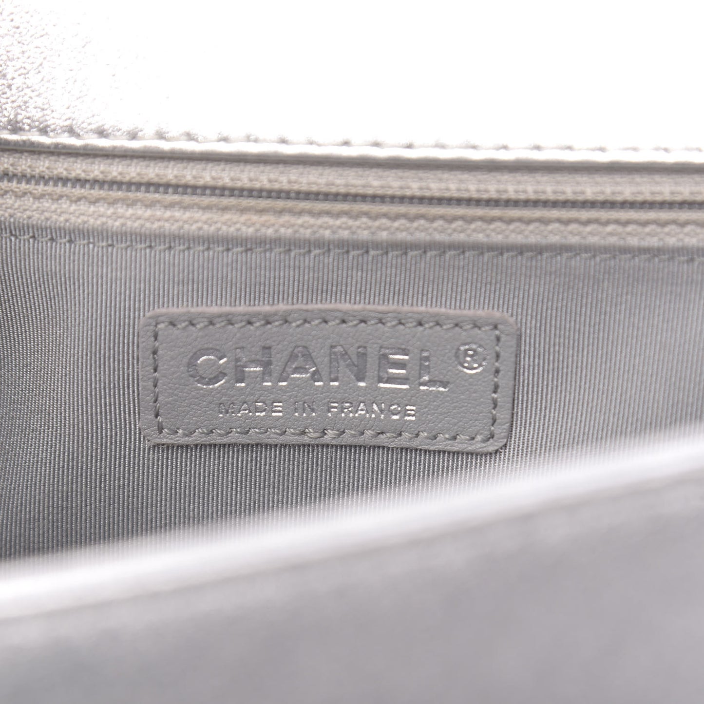 Metallic Lambskin Perforated New Medium Boy Flap Silver