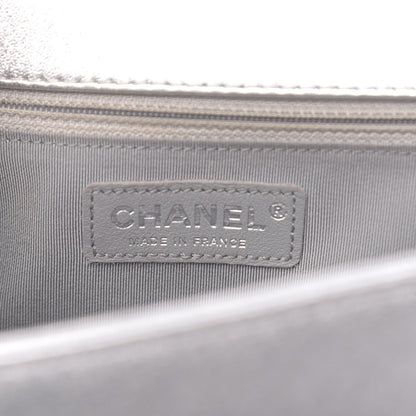 Chanel Metallic Lambskin Perforated New Medium Boy Flap Silver 6 of 12