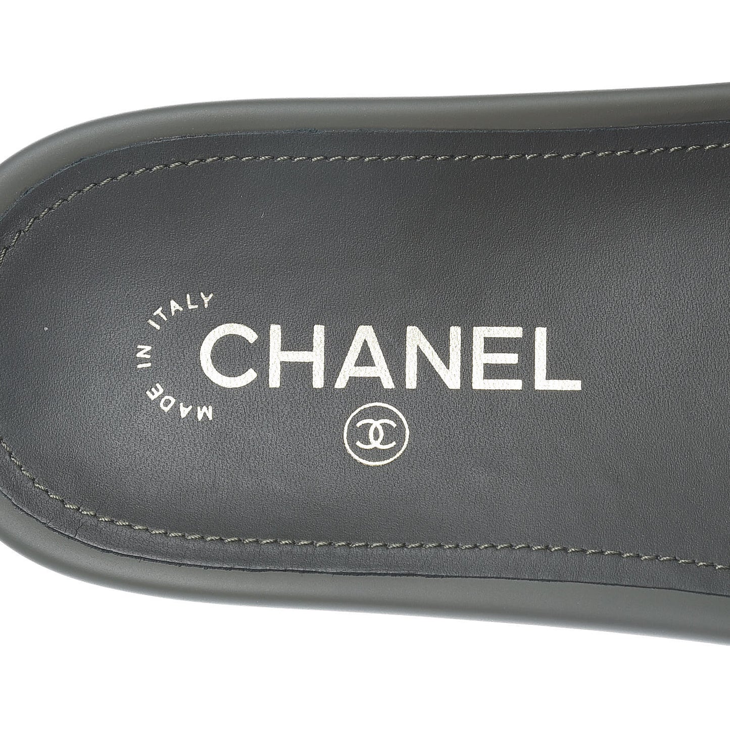 Canvas Chain Flat Sandals 39 Khaki