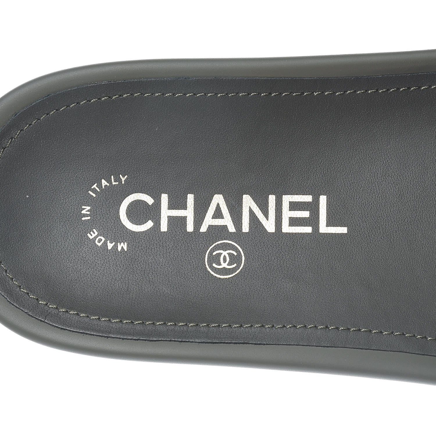 Chanel Canvas Chain Flat Sandals 39 Khaki 8 of 9