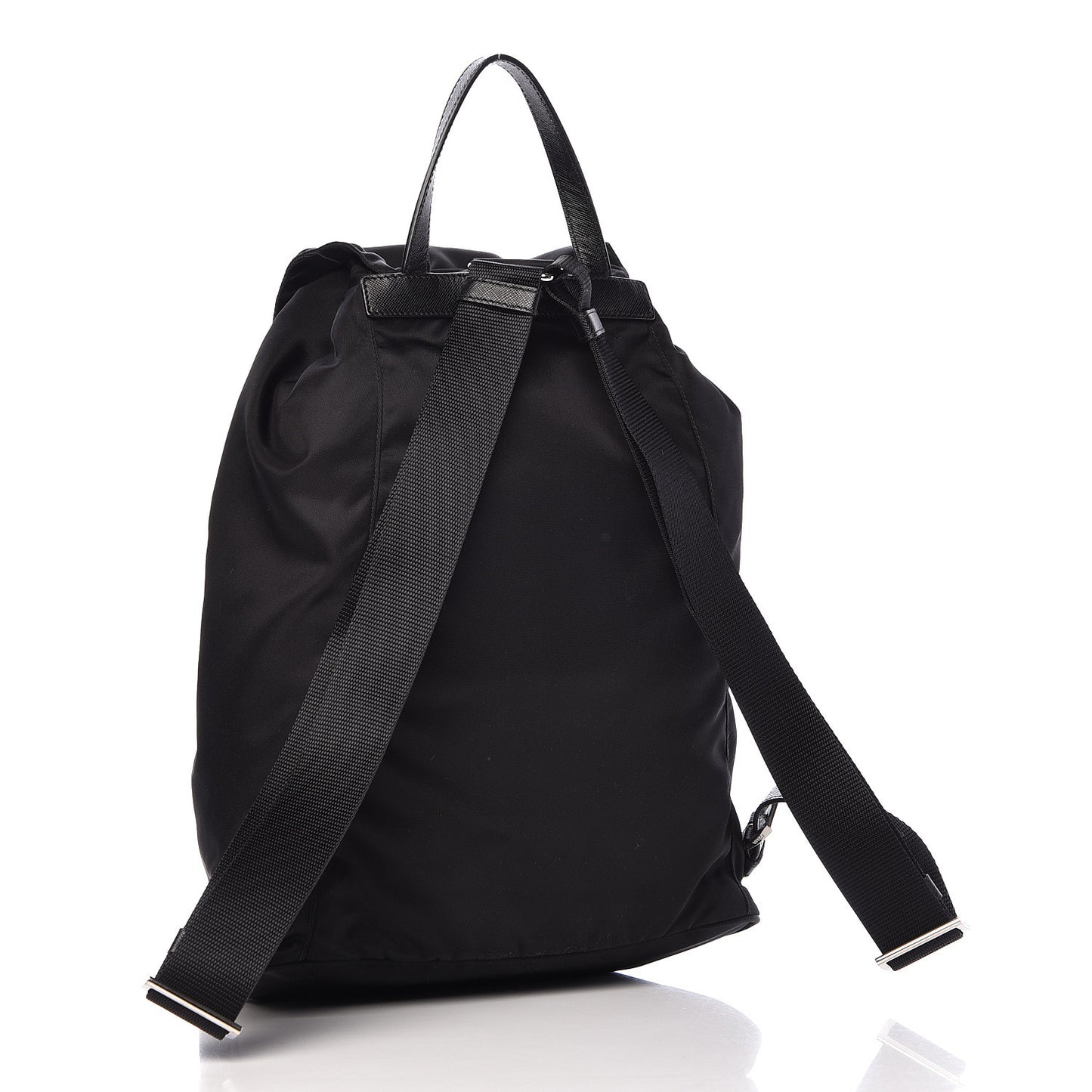 Nylon Vela Saffiano Medium Cinch Backpack Black