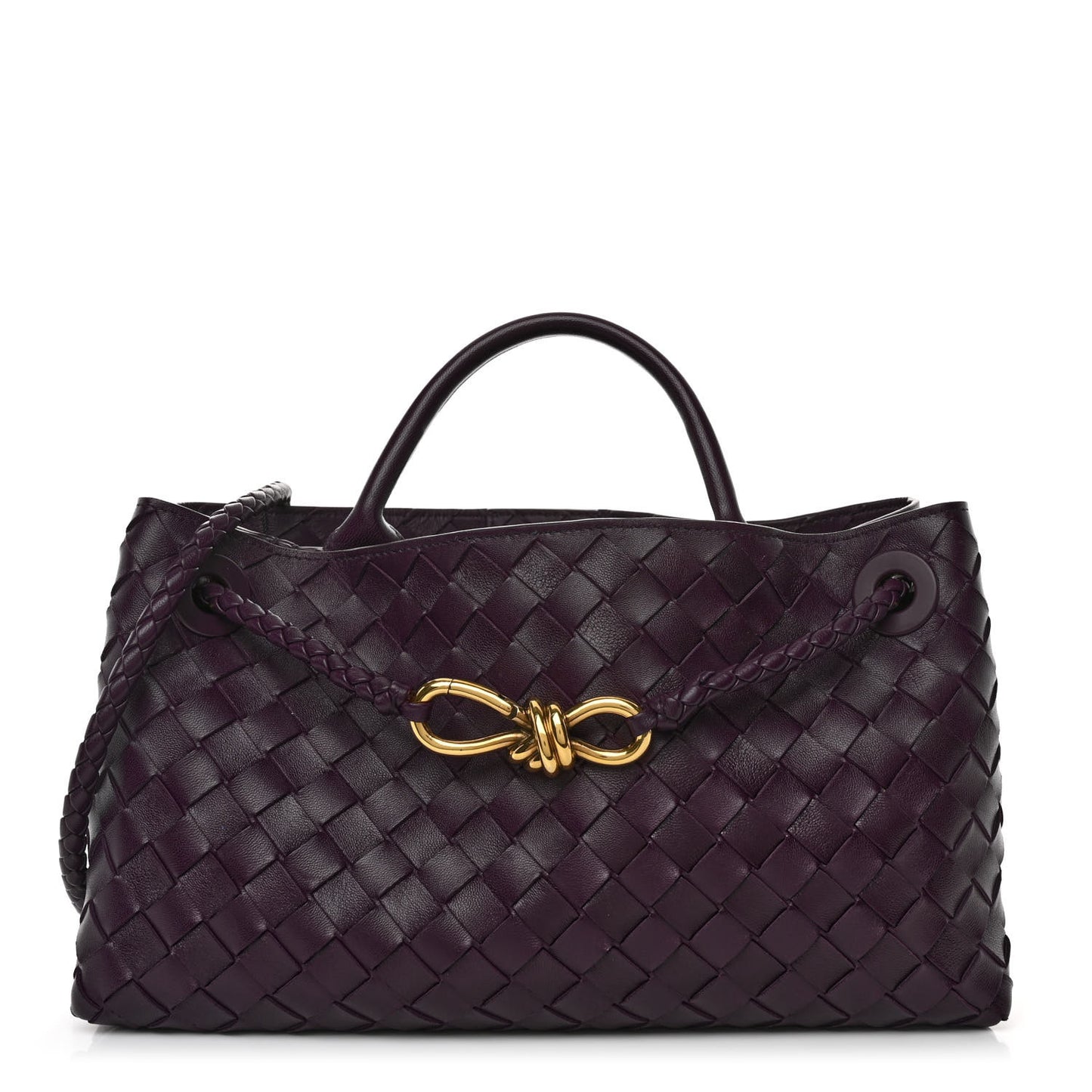 Nappa Intrecciato Small East West Andiamo Shoulder Bag Dark Mystic