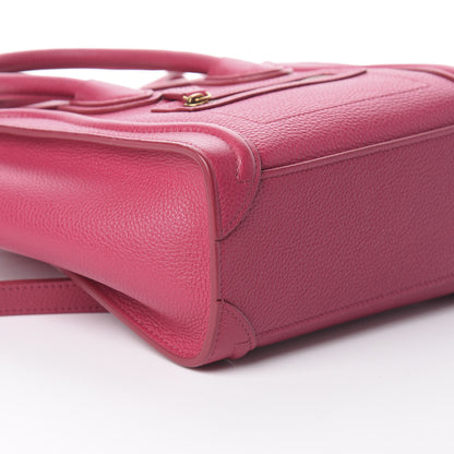 Celine Drummed Calfskin Nano Luggage Fuchsia 7 of 8