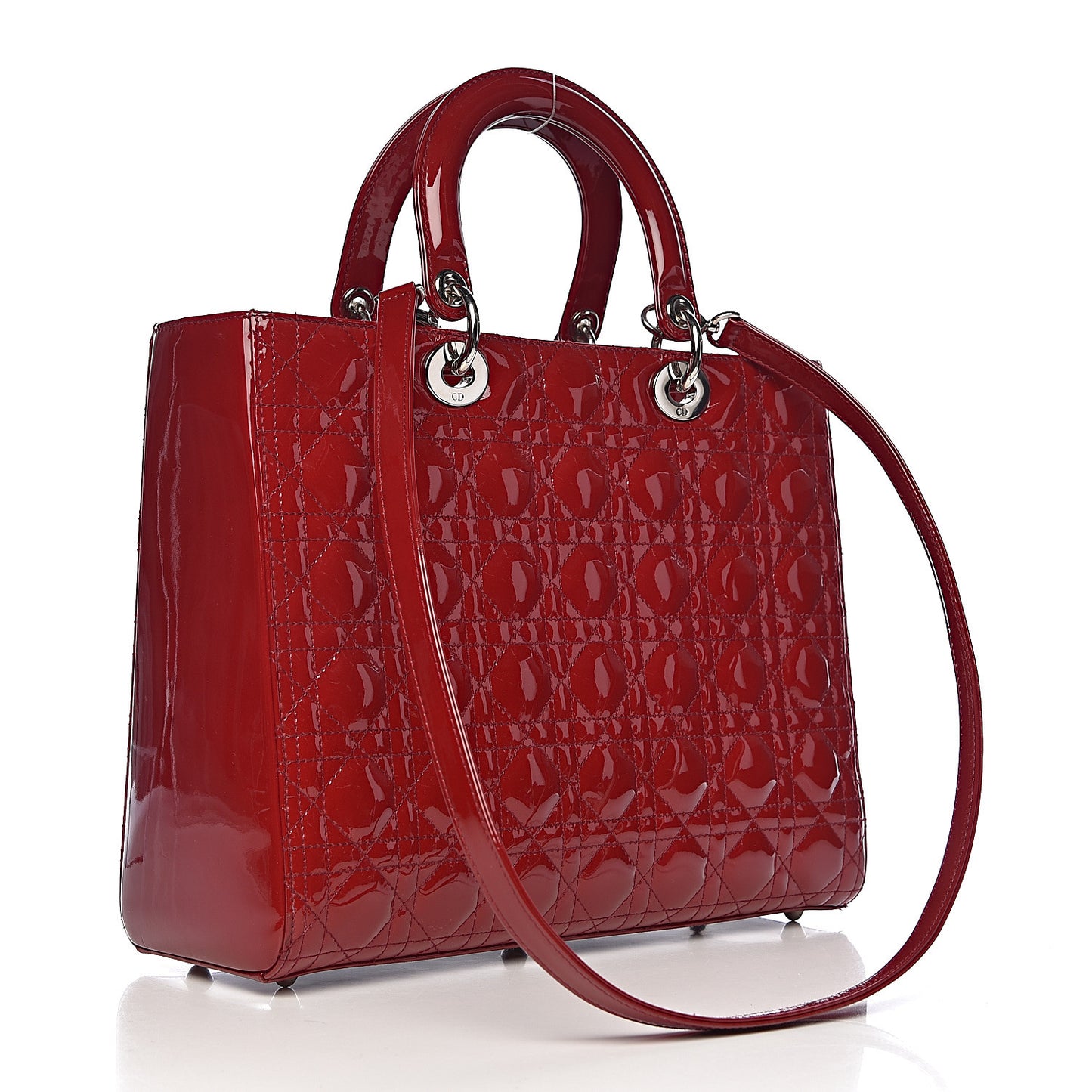 Patent Cannage Large Lady Dior Red