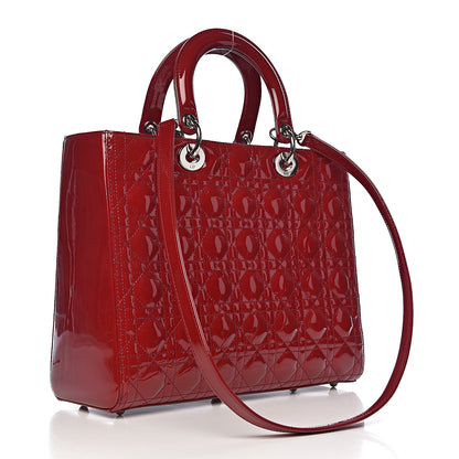 Christian Dior Patent Cannage Large Lady Dior Red 3 of 11