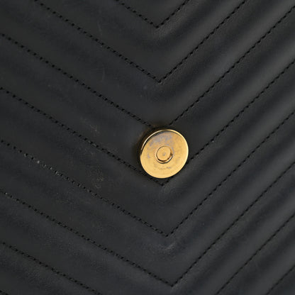 Saint Laurent Calfskin Matelasse Chevron Medium Monogram Satchel Black 15 of 16