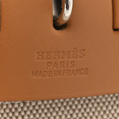 Hermes Toile Vache Calfskin Herbag 30 PM Black Natural 8 of 16