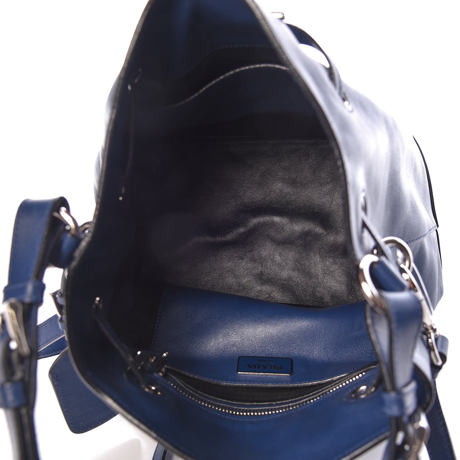 Prada Soft Calfskin Bucket Bag Bleuette 5 of 10