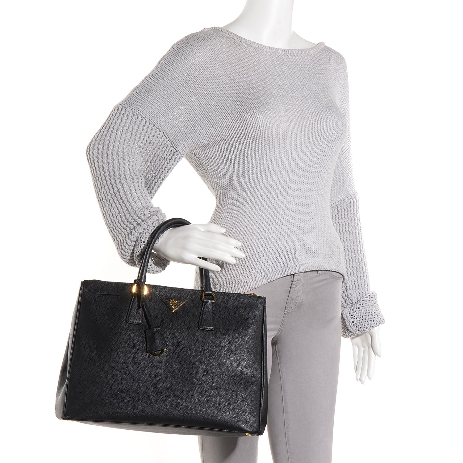 Prada Saffiano Lux Large Double Zip Tote Nero Black 2 of 10