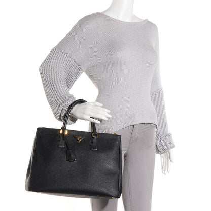 Prada Saffiano Lux Large Double Zip Tote Nero Black 2 of 10