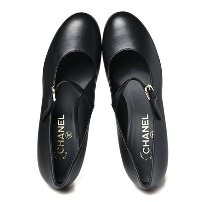 Chanel Lambskin Mary Jane Platform Pumps 38.5 Black 2 of 10