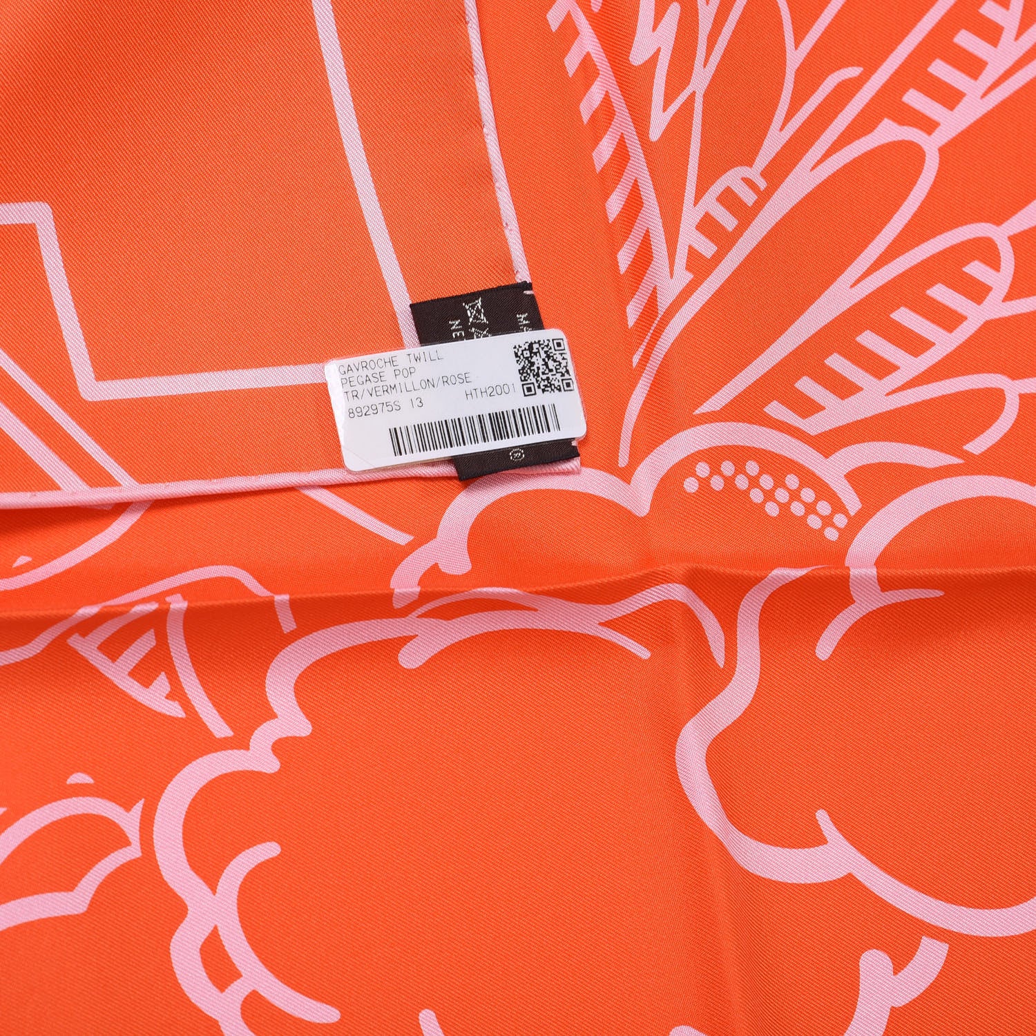 Hermes Silk Pegase Pop Pocket Square Vermillon Rose 4 of 5