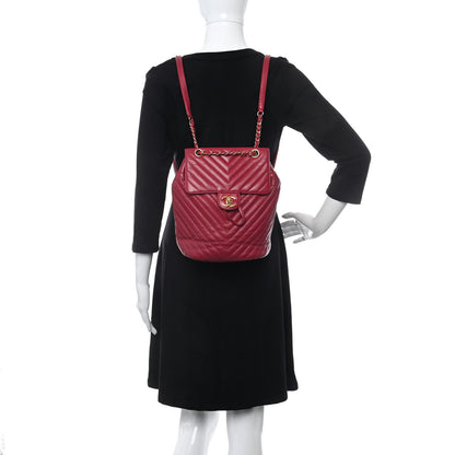 Chanel Calfskin Chevron Quilted Small Urban Spirit Backpack Dark Pink 2 of 9
