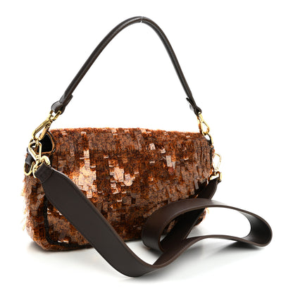 Fendi Sequin Paillettes Shiny Nappa Sex and the City Baguette Tartaruga 2 of 9