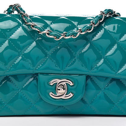 Chanel Patent Quilted Mini Rectangular Flap Turquoise 10 of 10