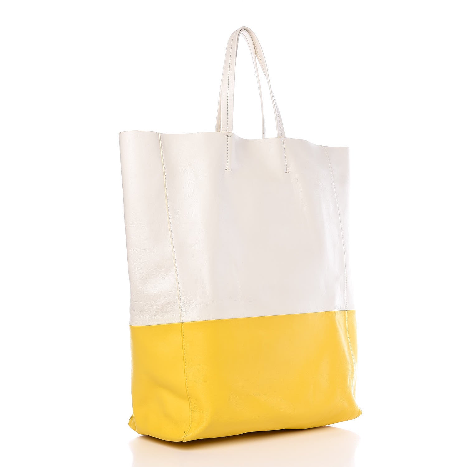 Celine Lambskin Vertical Bi-Cabas White Sun Yellow 3 of 14