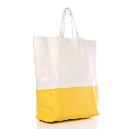 Celine Lambskin Vertical Bi-Cabas White Sun Yellow 3 of 14