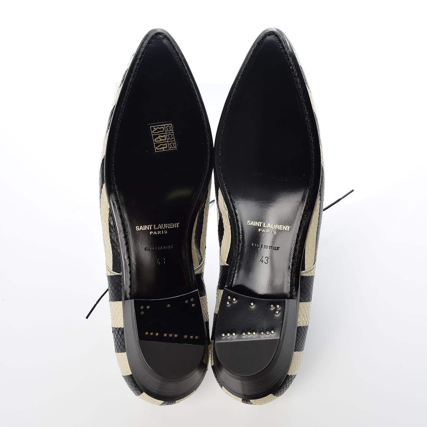 Saint Laurent Elaphe Snakeskin Striped Mens Jonas Derbies 43 Black White 8 of 9