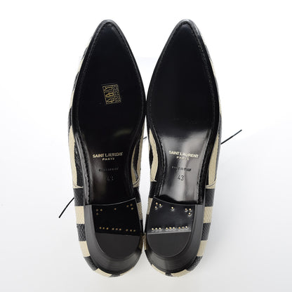Saint Laurent Elaphe Snakeskin Striped Mens Jonas Derbies 43 Black White 8 of 9