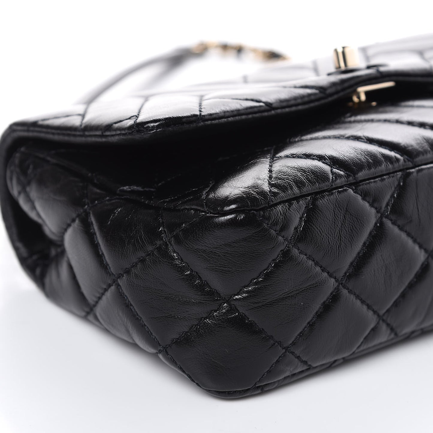 Shiny Lambskin Quilted Small Montcoco Flap Black