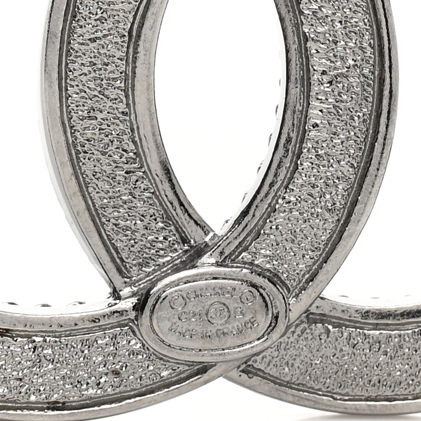 Crystal Chain CC Brooch Silver