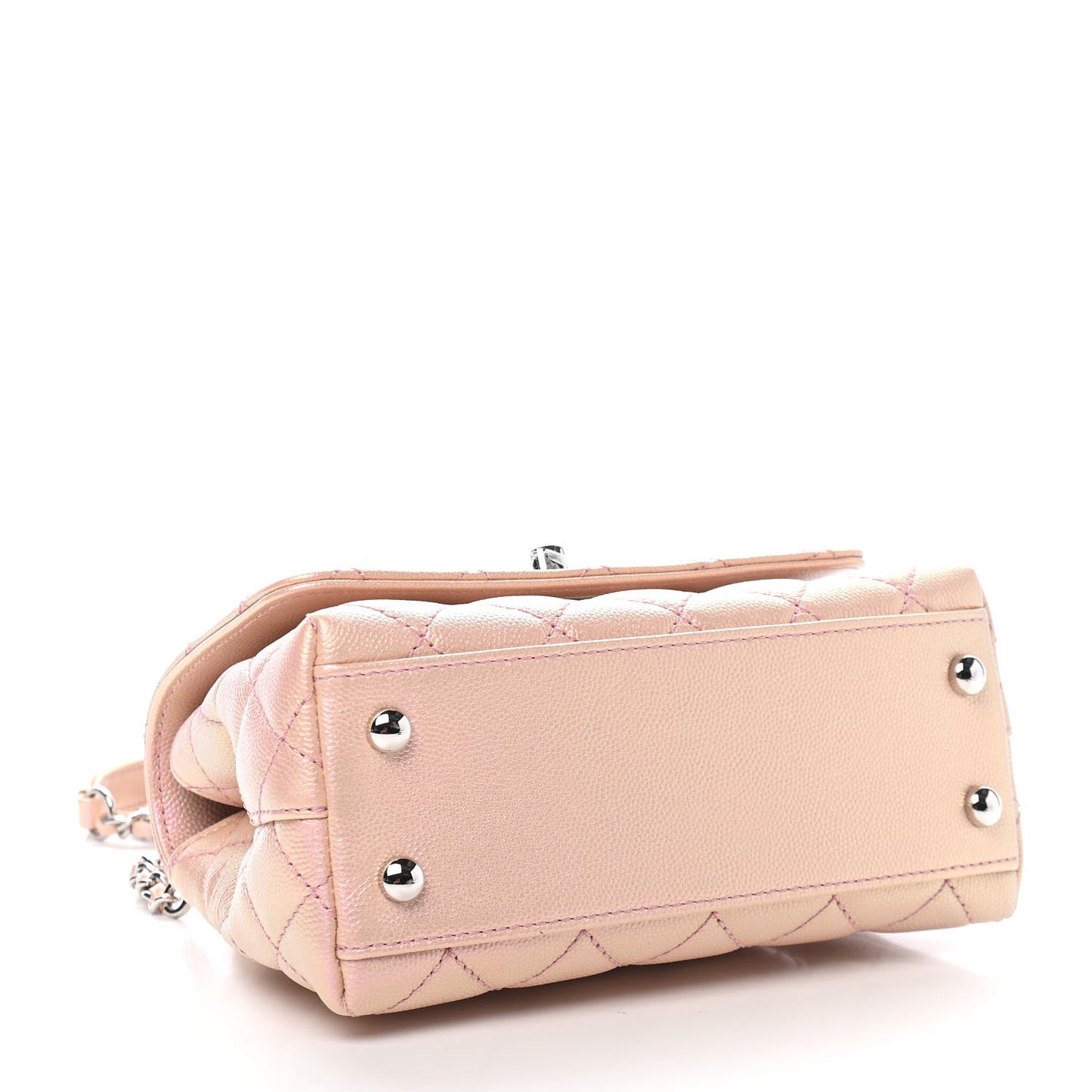 Iridescent Caviar Quilted Extra Mini Coco Handle Flap Light Pink