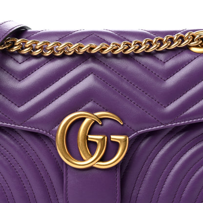 Gucci Calfskin Matelasse Small GG Marmont Shoulder Bag Shine Purple 10 of 10
